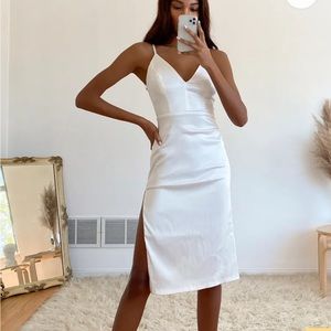 White lace midi dress